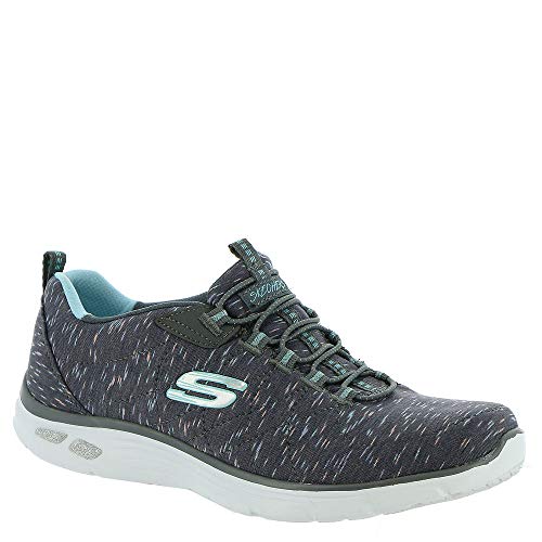 Skechers Women's Relaxed Fit Empire D'Lux Sneaker, Charcoal/Multi, 9.5
