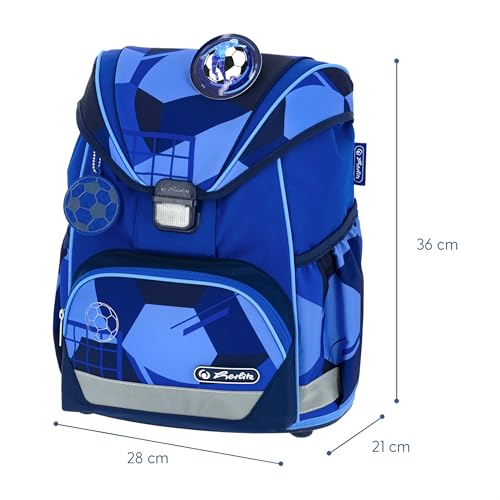 herlitz Tornister szkolny zestaw 6-częściowy "Blue Goal" ergonomiczny, ultralekki tornister 1. klasa dla chłopców i dziewczynek, dzieci 16 l