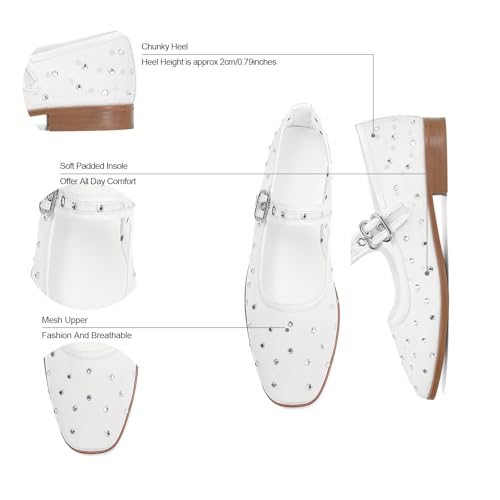 Image of DOEYG Mesh Ballet Flats Shoes for Women Leopard Animal Print Mary Jane Flats Shoes Square Toe Dress Casual Comfortable Velvet Ballerina Shoes