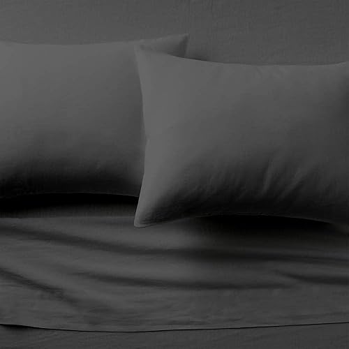 Miniatura 5 de Way Fair - Juego de sábanas de 4 piezas, tamaño King (78 x 80 pulgadas), color gris oscuro, 100% algodón egipcio, sábanas refrescantes de 600 hilos,