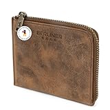 Berliner Bags Vintage Portemonnaie Mark, Mini Geldbeutel aus Leder, Münzbörse für Damen und Herren – Braun