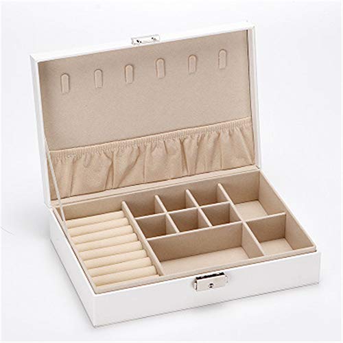 Preisvergleich Produktbild Schminktasche Kosmetiktäschchen Damen Schmuckschatulle Einzelne Schicht Schmuckschatulle Verpackung Aufbewahrungsbox große Kapazität Damen tragbares Leder 26,5 * 18 * 6,8 cm, A