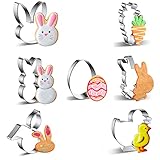 7Pcs Mini Cookie Cutters Rabbit Chicken Easter Eggs, Stainless Steel Biscuit Molds