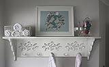 Hook Rack with Shelf on Top,White Laser cut 5 Pegs Perfect for Your Keys or Hang Coat and Accessories Neatly on Top. Includes Mounting Hardware