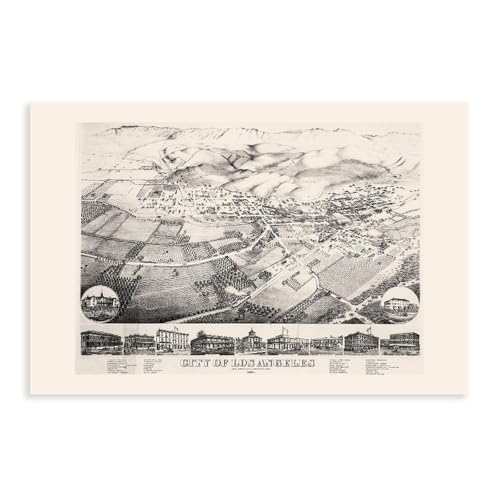 VINTAGE LOS ANGELES Map Print Antique Wall Art of L.A. Posters Prints Canvas Deco Paintings Vintage...