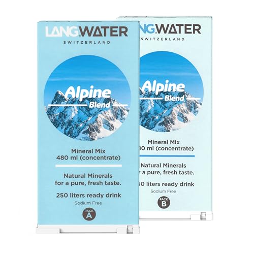 LANGWATER Alpine Blend Minerali. 2 Confezioni di Minerali Naturali Liquidi (Calcio, Magnesio). Additivo minerale per depuratore osmosi inversa LANG TheWell - Migliora Acqua Purificata