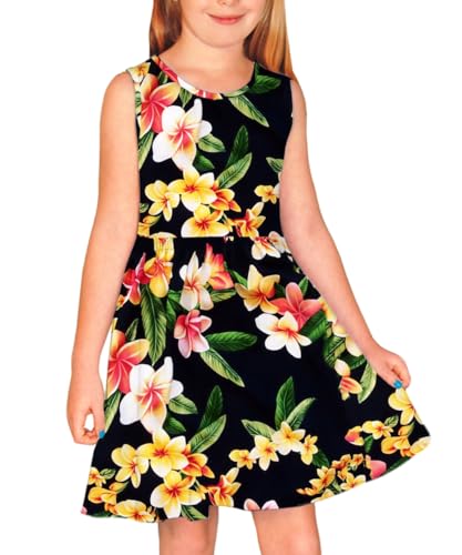 Remimi Girls Summer Sleeveless Dress Tropical Print Skater Twirly Dresses 3-14 Years