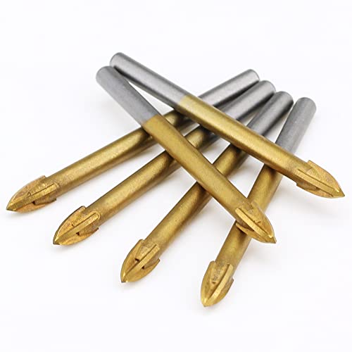 AGGKY 10 Piece Porcelain Tile Drill bits, Cross Cutting Edge Spear Head drill bits, Drilling 6mm Holes into Brick, Glass, Ceramic, Carbide Tipped Masonry Drilling Tool Titanium Coated, Round Shank 3 AGGKY 10 Piece Porcelain Tile Drill bits, Cross Cutting Edge Spear Head drill bits, Drilling 6mm Holes into Brick, Glass, Ceramic, Carbide Tipped Masonry Drilling Tool Titanium Coated, Round Shank - Image 3