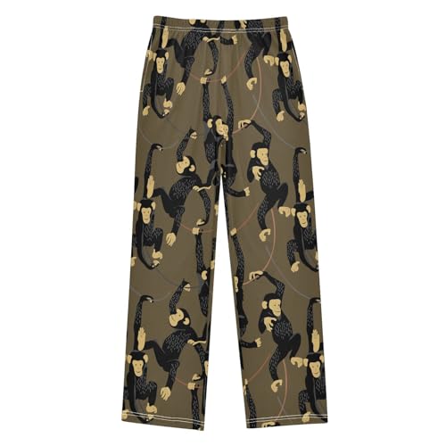 ZZXXB Monkey Have Fun Boys Long Pants Soft Trousers Elastic Waist Kids Lounge Bottoms with Pockets S-XL