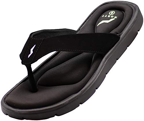 NORTY Casual Memory Foam Flip Flop Summer Sandals Men - Indoor Slippers, Shower Shoes, and Beach Flip Flops for Men - Black Flip Flop, Size 11 Medium Width