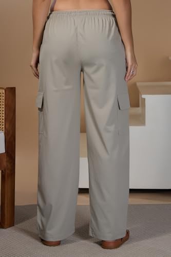 Image of CUPID Women Smart Slim Fit Easy Wash Cotton Cargo Pants