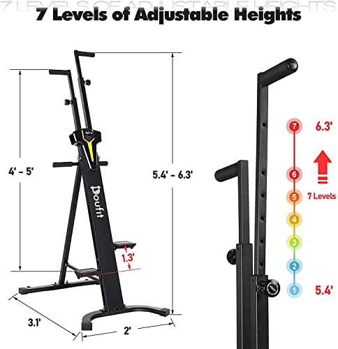 Vertical Climber Exercise Machine, Doufit 2022 Upgraded Folding Cardio Full Body Workout Climbing Stair Stepper for Home Gym with LCD Monitor (Black)