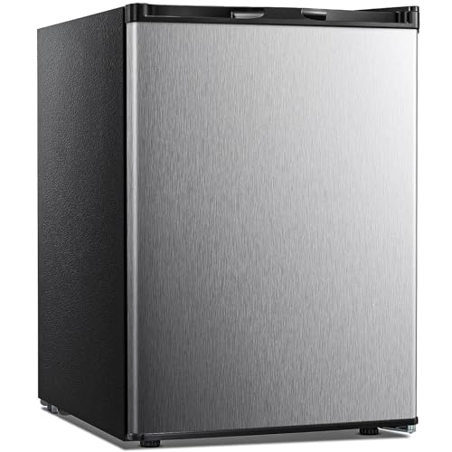 Kismile Upright Freezer,2.1 Cu.ft Mini Freezer with Reversible Single Door,Removable Shelves,Small Freezer with Adjustable Thermostat for Home/Kitchen/Office (Stainless Steel)