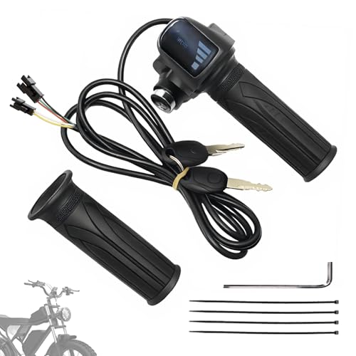 Hizoncore Ebike Full Twist Throttle Fits Ridstar Q20 48V Plug and Play Throttle 3 Pin Easy Installation LCD Display with Key Lock Throttle Grips for Ebike Motorcycle Scooter