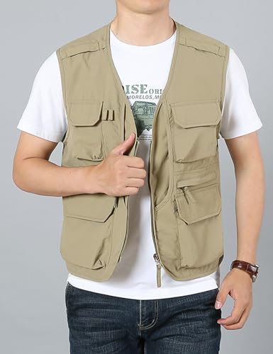Arssm Men's Fishing Vest Outdoor Cargo Safari Hiking Travel Casual Lightweight Utility Vest With Pockets3