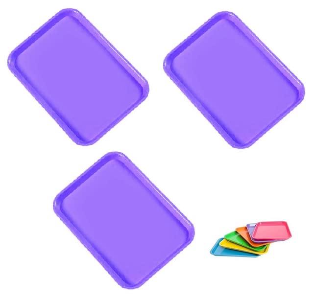 3 Pcs Dental Flat Tray Size B Autoclavable 250F Medical Procedure Instrument Set Up Flat Tray Size B - Purple