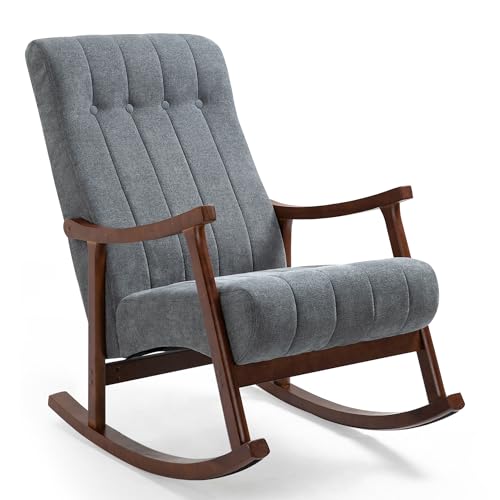 AVAWING Upholstered Rocking Chair with Fabric Padded Seat