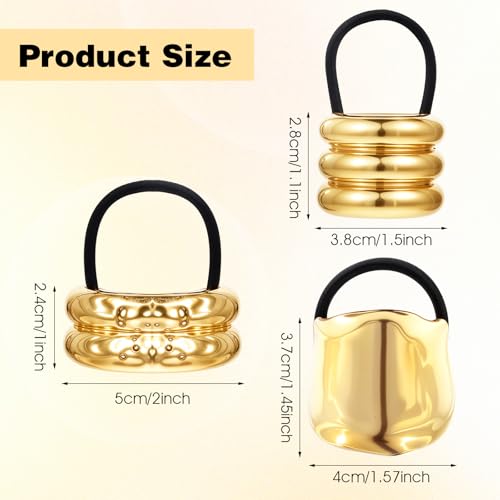 3 gomas para el pelo paras cola de caballo puño metal dorado coletas doradas coleteros pelo mujer gomas el pelo punk, para accesorios de cabello finos - imagen 2