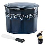 Matériau céramique de haute qualité : Le beurrier français refroidi à l'eau et son couteau en céramique sont fabriqués en céramique soigneusement sélectionnée et finie par une technique de cuisson à haute température. Ce procédé confère au beurrier une finition lisse et résistante, idéale pour un usage quotidien, comme servir ou conserver le beurre.