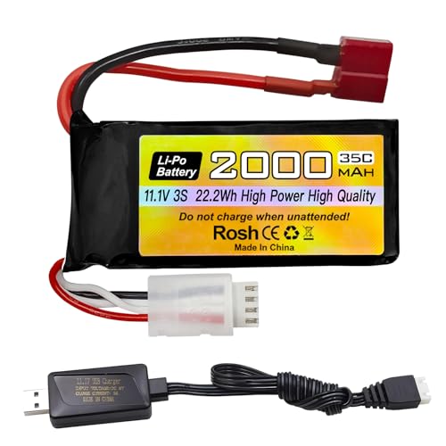 Batterie Lipo 3S 11.1V 2000mAh 35C avec Prise T pour Voiture et Drone RC