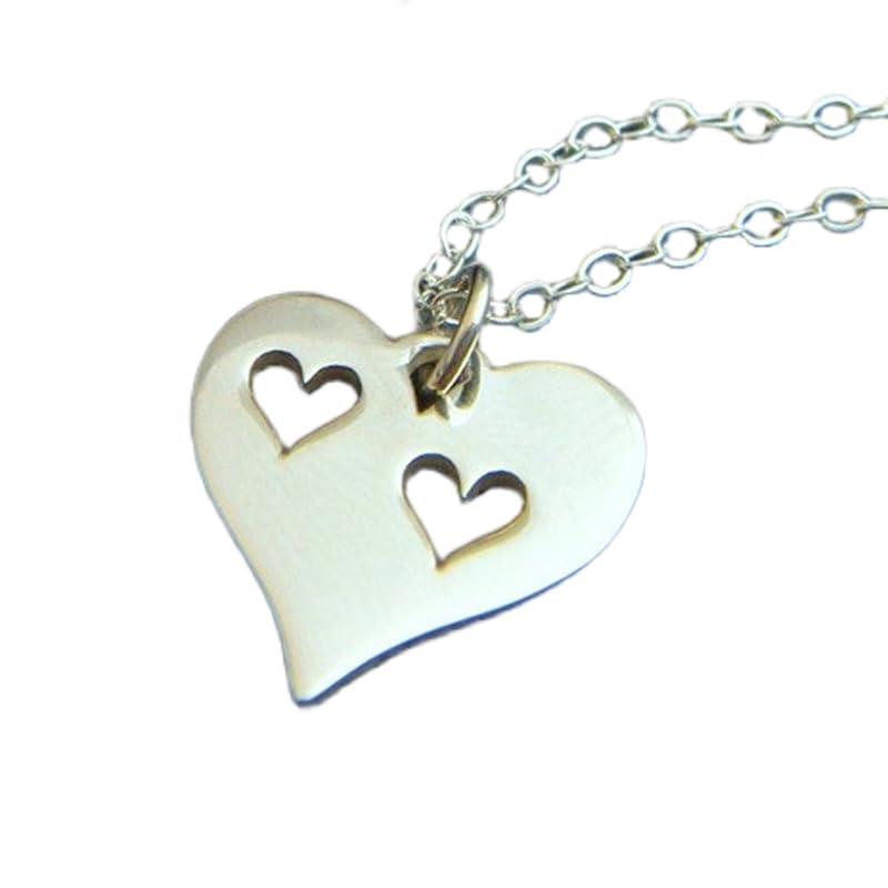Collier deux cœurs en argent 925 avec chaîne de 45 cm pour maman