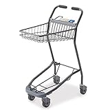 KAWAJUN (カワジュン) 買い物カート ショッピングカート 【小型 スリム 黒】 ［W43.3cm×H89.7cm×D59.6cm］ 業務用 （ 4輪 静音キャスター/軽量/カサ立て/ネスティング収納 ） S112B85 CAA024SD