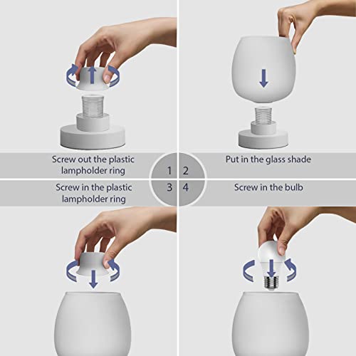Onewish HU-XI-72 Touch Bedside Table Lamp Set Of 2 - Small Modern Table Lamp For Bedroom Living Room Nightstand, 3-Way Dimable Desk Lamp With White Opal Glass Lamp Shade, 2700K Led Bulb thumb #6