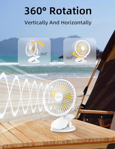 Image of UN1QUE Portable Fan,1800mAh Rechargeable Mini Table Fan,Small Desk Fan 3 Speed,Brushless Motor 3000RPM High Speed Usb Fan,Quiet Clip Fan for Office Kitchen Stroller Camping