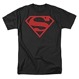 Trevco Men's Superman Red on Black Logo T-Shirt