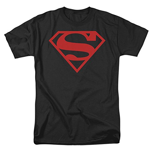 Trevco Men's Superman Red on Black Logo T-Shirt