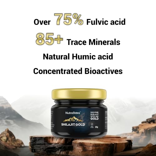 Image of NutraStore Shilajit Gold Resin 20 gm | Shilajit for men | Pure Himalayan Shilajit with 24K Gold for Energy, Strength, Stamina & Vitality | 85+ Minerals with Fulvic Acid | daily health supplement | Pack of 2
