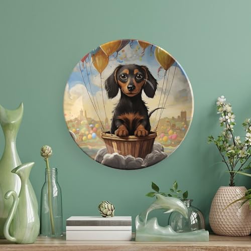 Plato decorativo Bone China Dachshund Globo 6 pulgadas miniatura 5