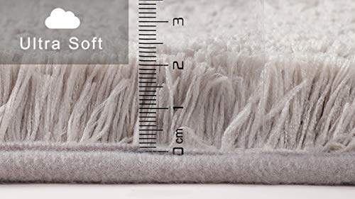 fluffy® Badteppich für Rundduschen aus Mikrofaser mit Rutschfester Unterseite (Kleiner Bogen | Duschradius 55 cm, Grau) – Ansicht 3