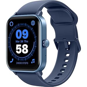 SMARTY2.0 – Smartwatch SW038C – Lichtblauw – Geïntegreerde Alexa spraakassistent, bluetooth-oproepen, 14 sportmodi, 1,8 inch display – siliconen band – afmetingen 46,5 x 40,5 x 13 mm, Lichtblauw,
