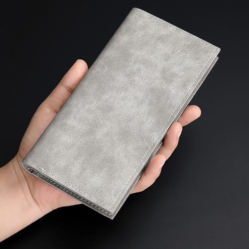 Men's PU Leather Long Wallet, Bifold Classic Vintage Wallet with RFID Multiple Card Slots Holder Wallet For Men3