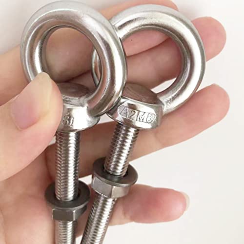 Image of M8 Shoulder Eye Bolt, 4pack Stainless Steel Eye Bolts 5 /16 inch Heavy Duty Screw Bolt Accessories Include Nuts and Washer(Thread Length 50mm)