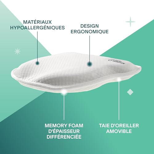 Coussin bébé plagiocéphalie tête plate mémoire de forme blanc - 6