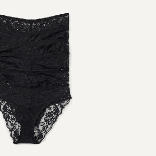Amazon Essentials Women's Stretch Galloon Lace Knickers, Pack of 6, Black, Small - image 2