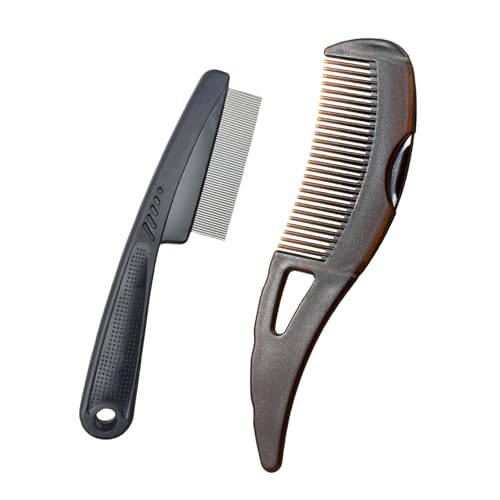 Dandruff Comb Wide Tooth Stainless Steel Fine Tooth Lice/Psoriasis Scalp Detox Comb for Women Men & Kids Professional Portable Sweep/Massage/Clean Shower Brush Tool for Hair Care/Growth (Black)