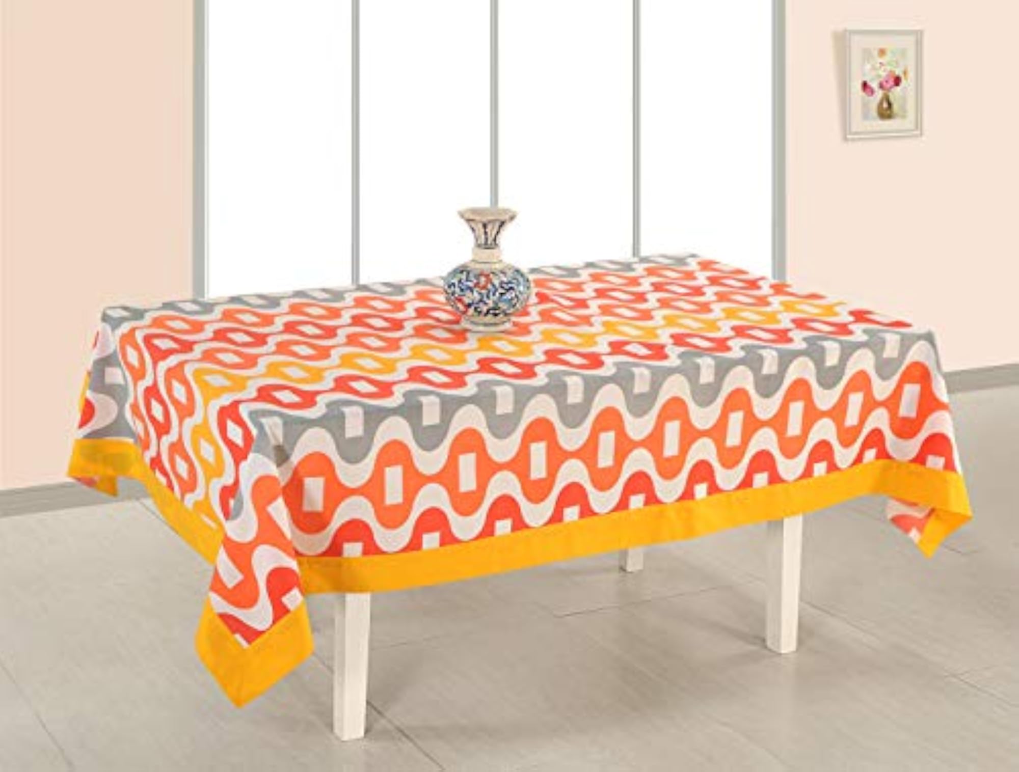 Orange Colour 4 Seater Flat Table Cover, Pack of 1