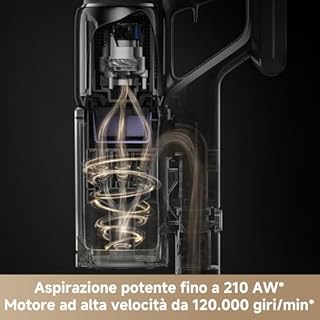 DREAME Z10 Aspirapolvere Senza Fili, Potenza di Aspirazione da 24,000PA/210 AW, Tempo di Pulizia Massimo di 90 Minuti, Efficienza di Filtrazione del 99,99%, Filtro HEPA H14, Rilevazione della Polvere