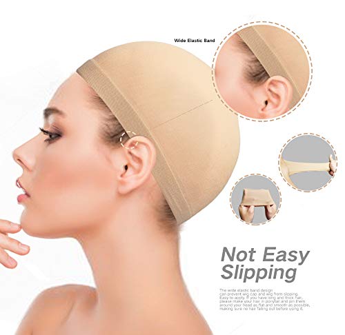 Wig Caps,MORGLES 20pcs Stretchy Nylon Wig Caps Stocking Caps For Wigs Wig Caps For Women Man-Beige&Black
