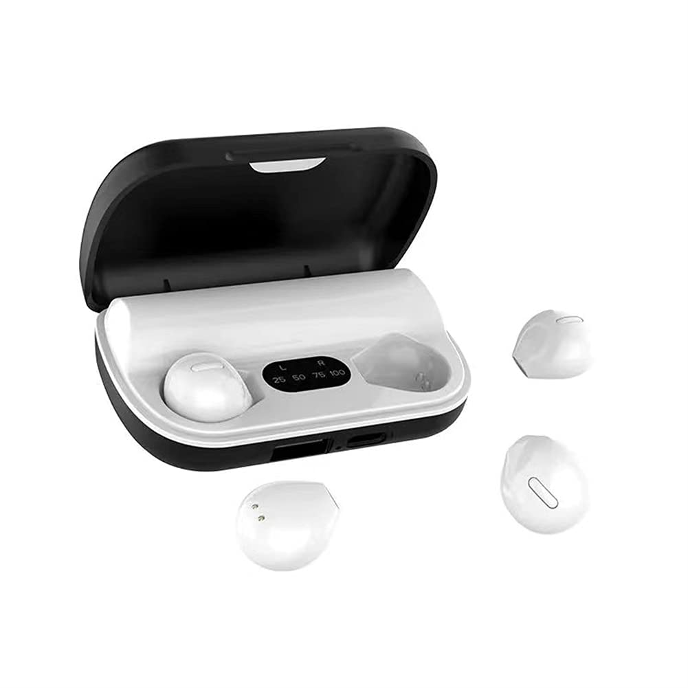 Prawdziwe bezprzewodowe słuchawki, słuchawki Bluetooth w słuchawkach z ucha z mikrofonami z redukcją szumów, do pracy, biura domowego,White