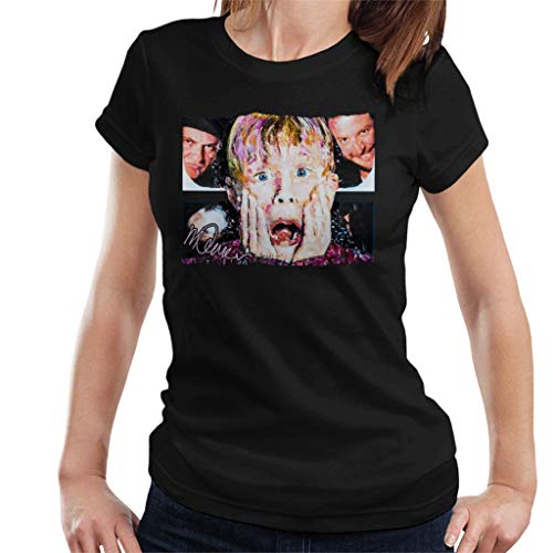 VINTRO Macaulay Culkin Home Alone - Camiseta para Mujer, diseño de Retrato Original de Sidney Maurer (M,Black) Cover