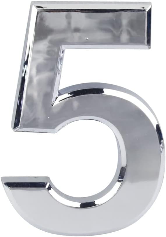 Silver Door Numbers Stick On, 0-99, Letters A, B, C, D, 3'' House Numbers Self Adhesive Stickers, For Doors, Mail Boxes, Hotel Rooms (5)