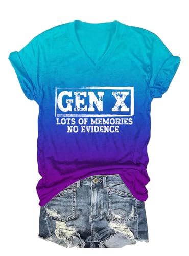 Gen X Shirts for Women Generation X Shirt V Neck Oversized Graphic Tees for Women