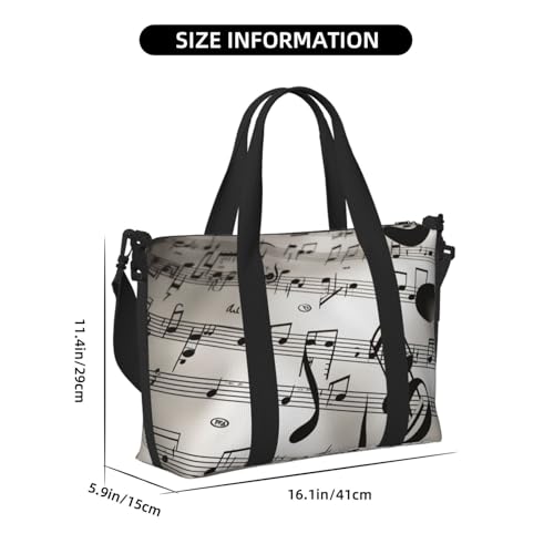 Travel Duffel Bag for Women, Large Shoulder Weekender Overnight Bag, Sport Gym Bag for Men, Carry On Tote Bags, Music Notes Print Luggage Bag for Travel Essentials3