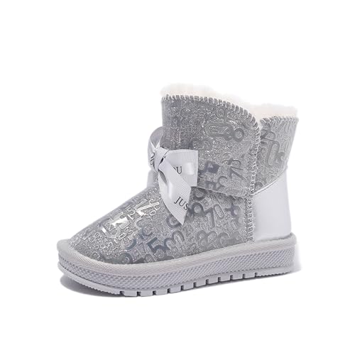 CERYTHRINA Girls Snow Boots Glitter Upper Fully Fur Lined Warm Winter Shoes Sparkly Fashion Outdoor Walking Boots(Toddler/Little Kid/Big Kid)