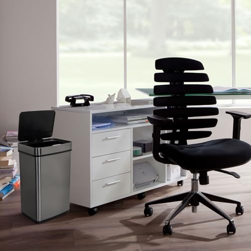 hjh OFFICE 830045 Mülleimer mit Sensor 60L CLEAN IV Edelstahl Silber Automatik Abfalleimer mit LED-Anzeige, rechteckig – Bild 8