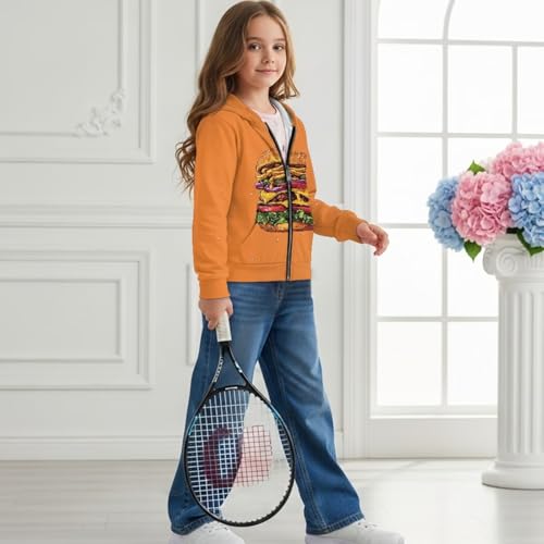 AFPANQZ Girls Zip-Up Hoodie Sweatshirts Lightweight Jacket Autumn Long Sleeve Hooded Shirts Pollover Tops Fall Outwear 6-16Y3